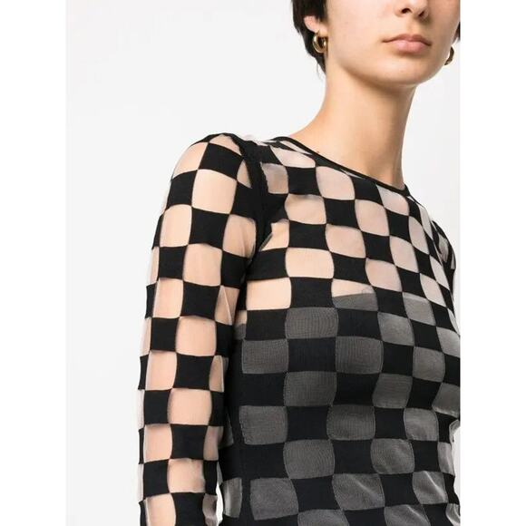 Sportmax Check Print Long-Sleeve Top - M - Picture 6 of 6